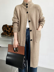 Retro Solid Thicken Knitted Midi Outwear