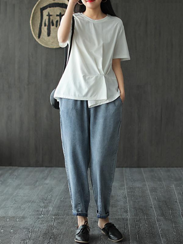 Loose Simple Comfortable Jean Harem Pants