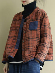 Plaid Loose Casual Quilted Coat