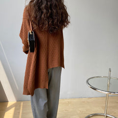 Irregular Split Solid Color Sweater