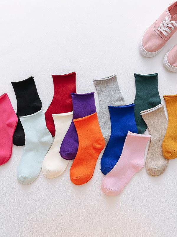 Solid Color Rolled Socks