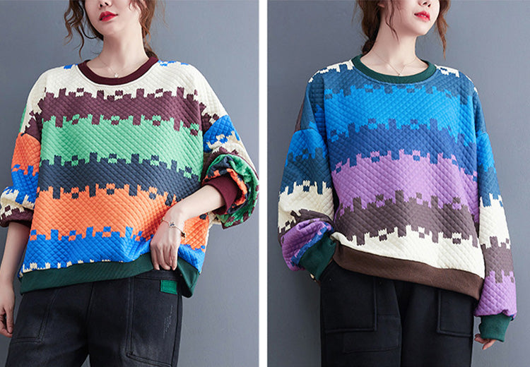 Loose Color-Block Splicing Sweatshit