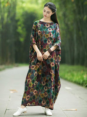 National Split-Joint Floral Printing Maxi Dress