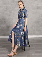 Original Applique Lapel Denim Dress