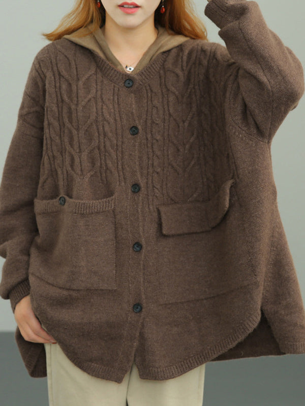 Casual Loose Solid Color Sweater Coat