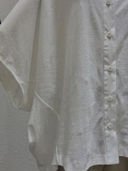 White Loose Bat Sleeve Cropped Shirt