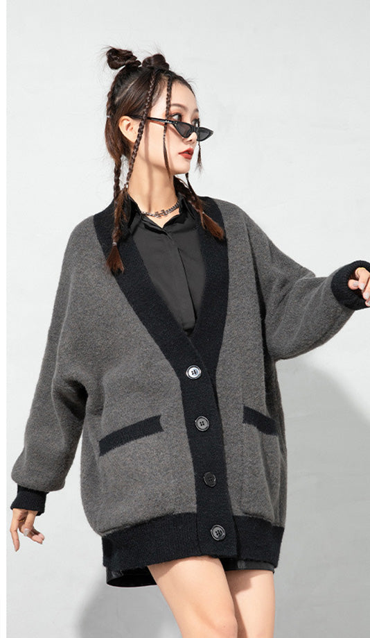 Urban Loose Solid Color Knitted Outwear