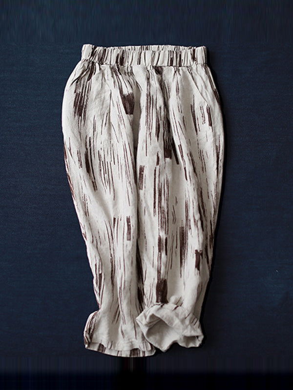 Artistic Retro Striped Capri-Pants