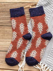 Women Thickened Contrast Printing Socks