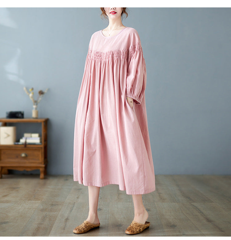 Loose Solid Color Midi Dress