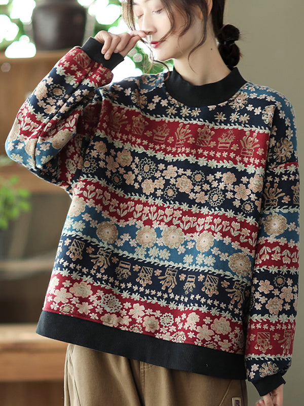 Printed Half Turtleneck Pullover Sweater