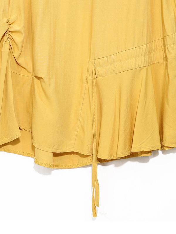 Simple Split-Joint Solid Lace-Up T-Shirt