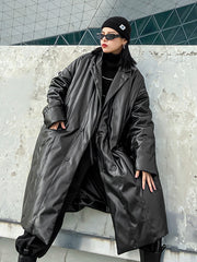Women Solid Color Lapel Thick Casual Coat