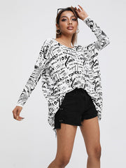 Original Casual Letter Stamped Knitting Pullover