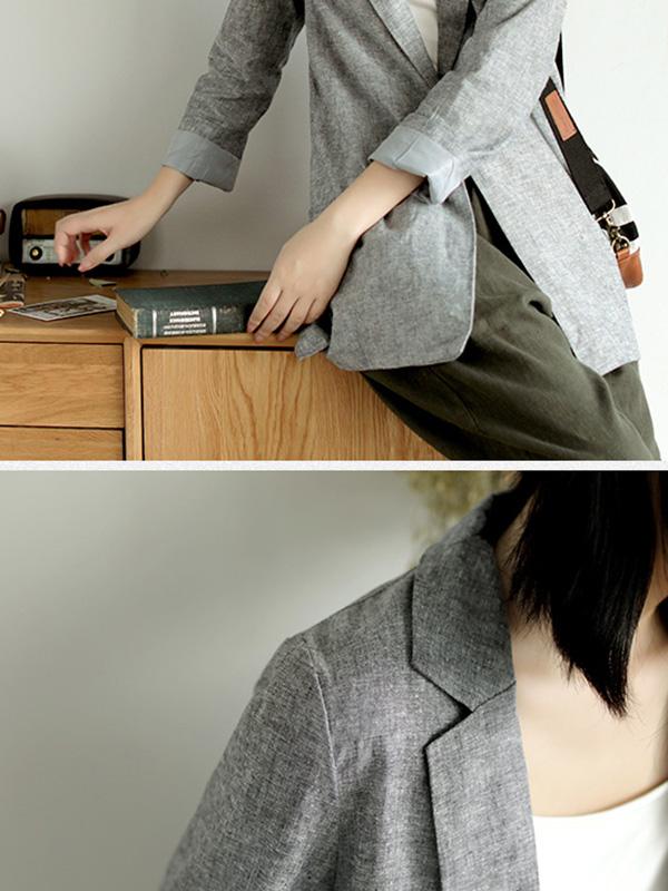 Vintage Solid Color Lapel Suit Outwear