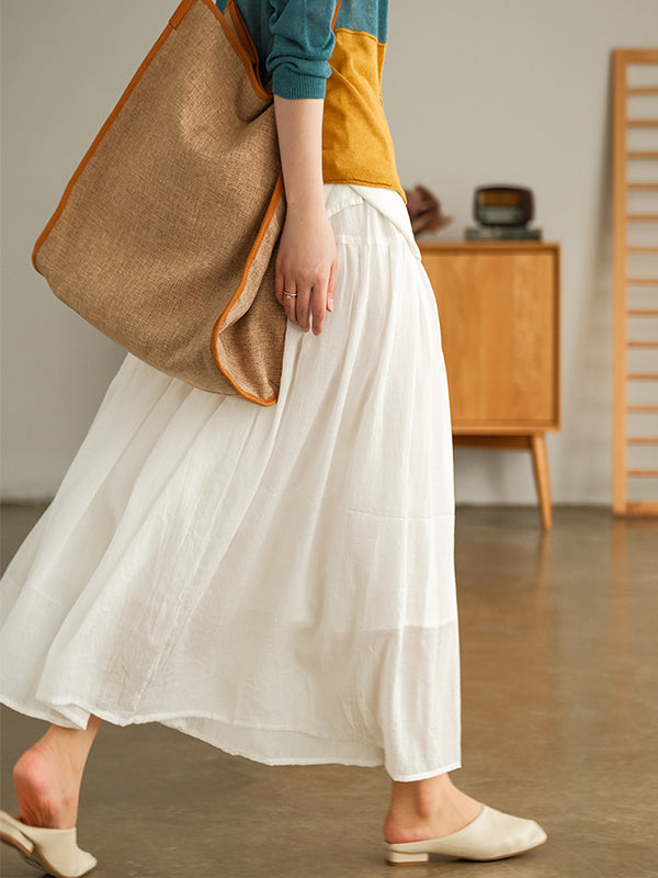 Solid Color Double Layer Slim Loose Large Hem Skirt