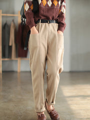 Women Solid Color Loose Casual Pants