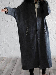 Retro Split-joint Woolen Long Outwear