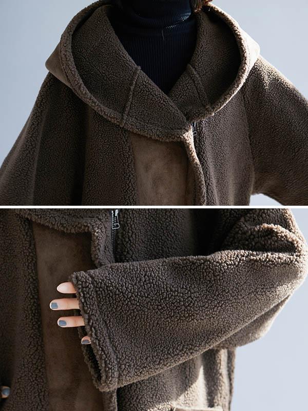 Loose Wool Hooded Coat