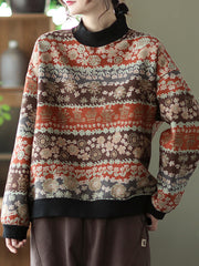 Printed Half Turtleneck Pullover Sweater