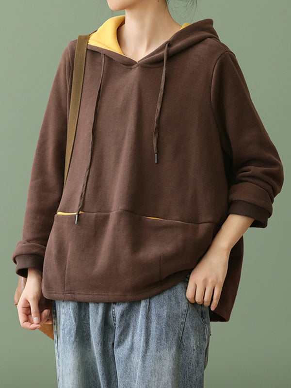 Hooded Solid Loose Sweatshirt