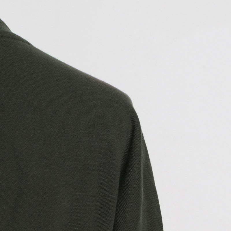 Simple Dark Green Round Neck Short Sweatshirt