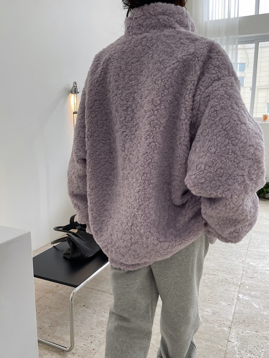 Casual Solid Color Plush Loose Coat