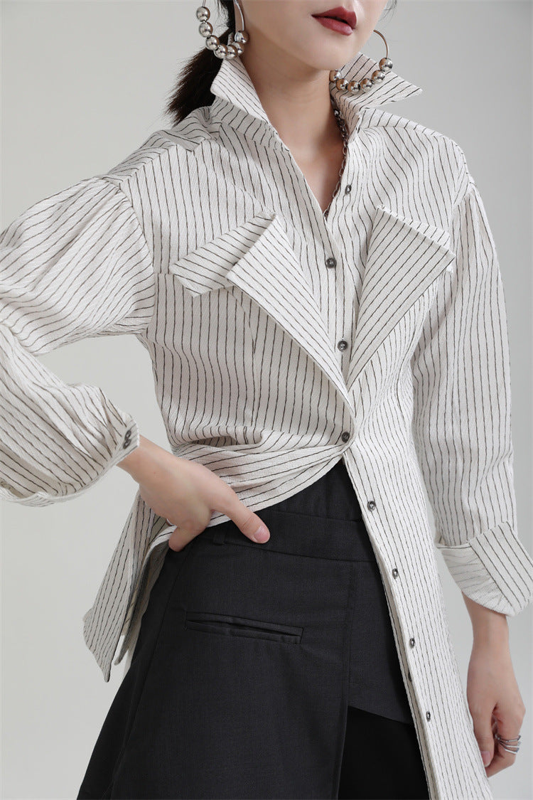 Retro Striped Slim Blazer