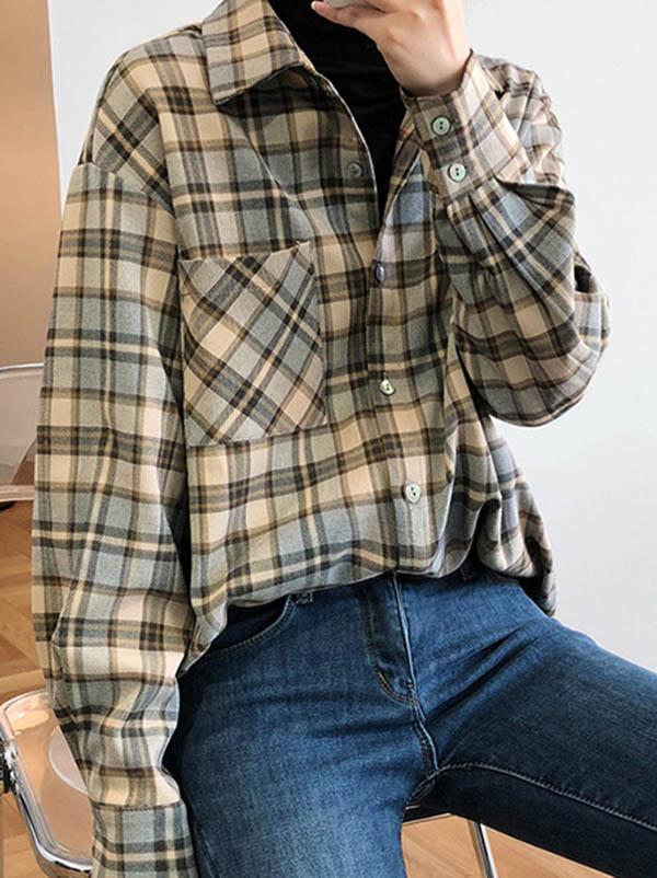 Vintage Plaid Casual Shirt