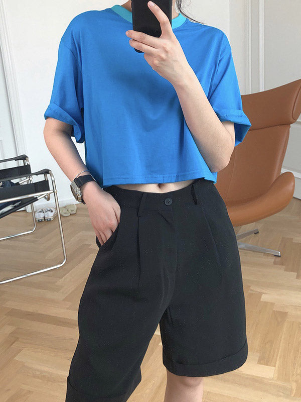 Original Solid Split-Back T-Shirts Tops