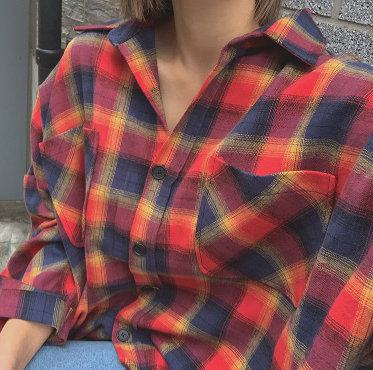 Plaid Long Sleeve Shirt Dress