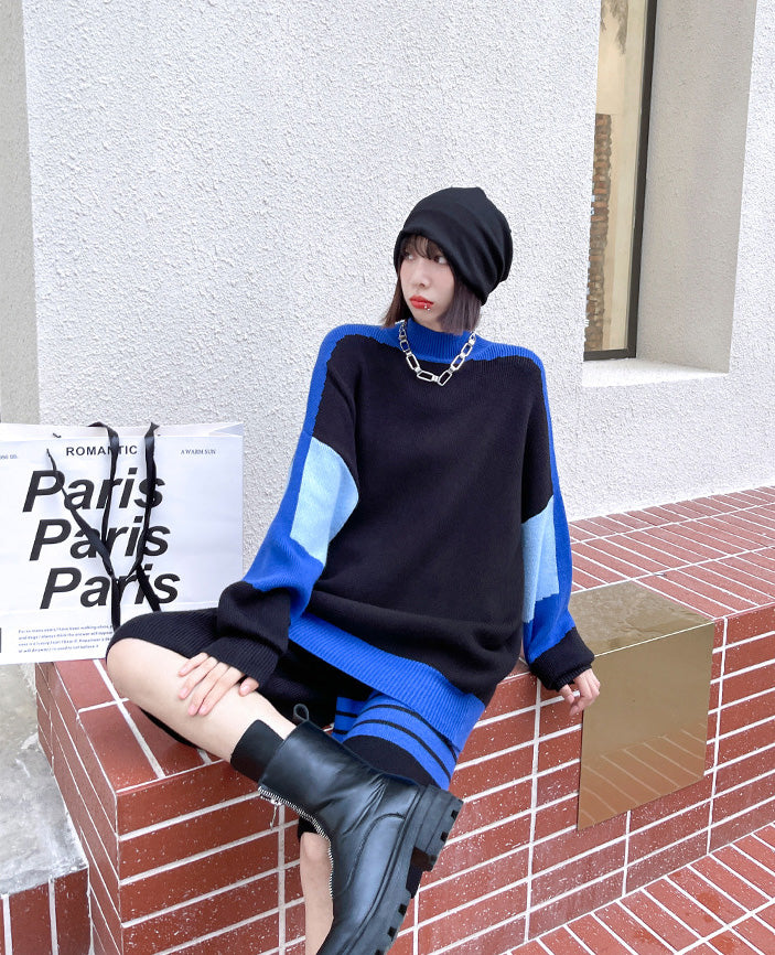 Turtleneck Sweater Loose Casual Pants Retro Knitted Two-Piece Suit