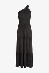 One Shoulder Urban Solid Maxi Dress