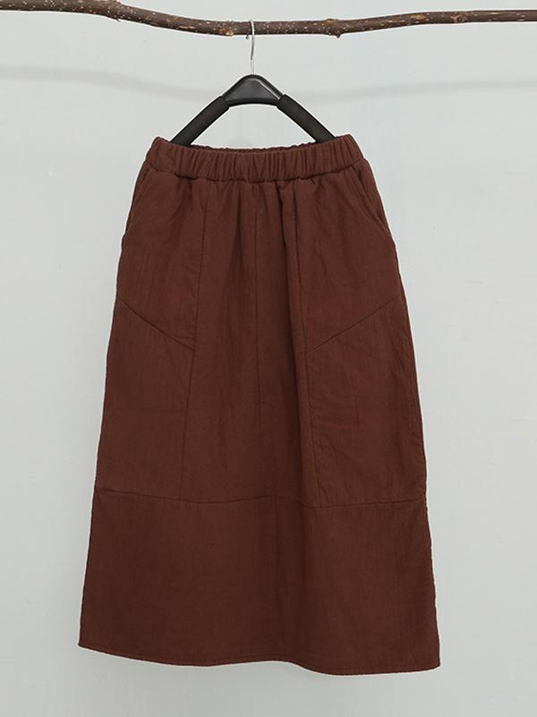 Loose Split-Joint Cotton-Padded Skirt