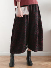 Vintage Loose Thickening Jacquard Nine-Quarter Pants