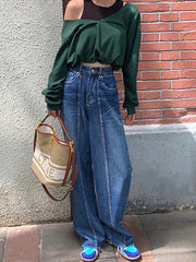 High-Waisted Casual Straight-Leg Jeans