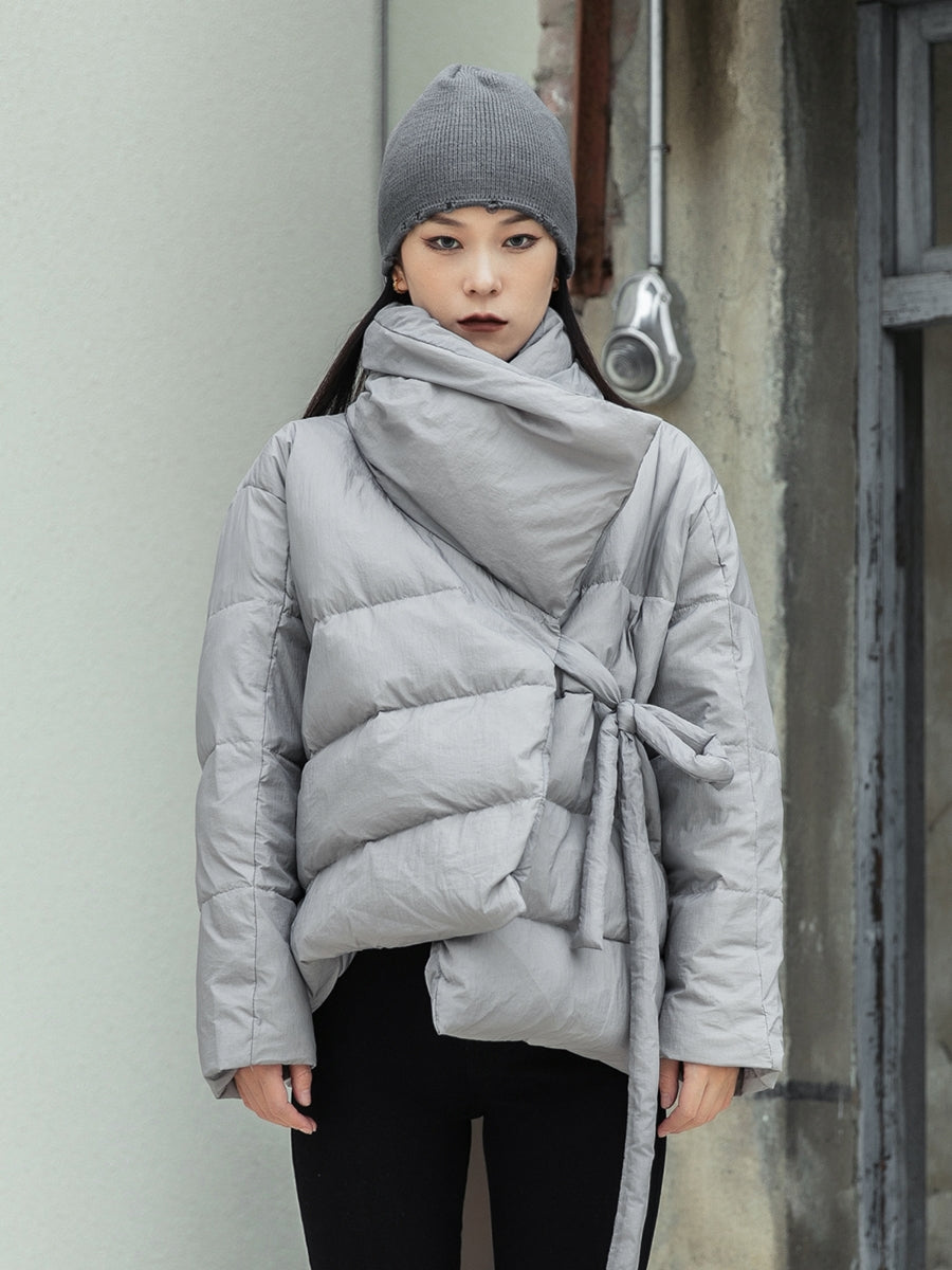 Simple  Solid Color High-Neck Down Jacket