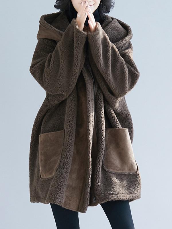 Loose Wool Hooded Coat