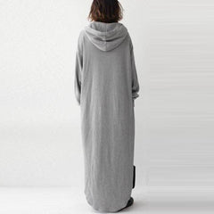 Hooded Irregular Zipper Maxi Dress