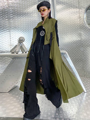 Casual Asymmetric Split-Joint Drawstring Vest Dress Outerwear