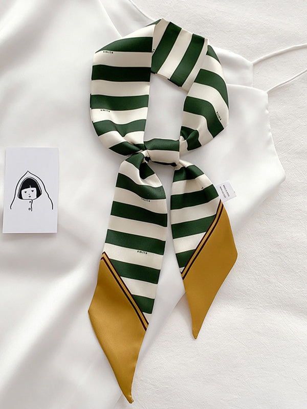 Striped Silk Scarf Decorated Headband Small Scarf