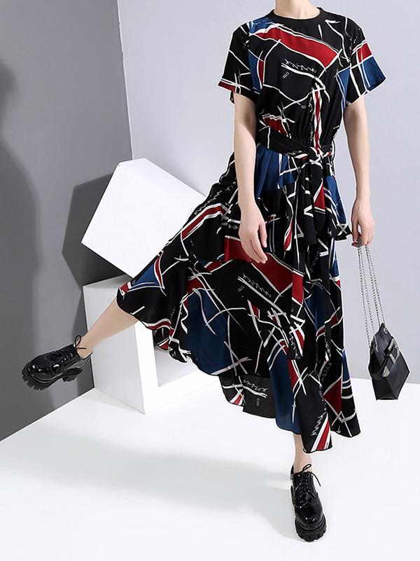 Loose Floral A-Line Stratified Long Dress