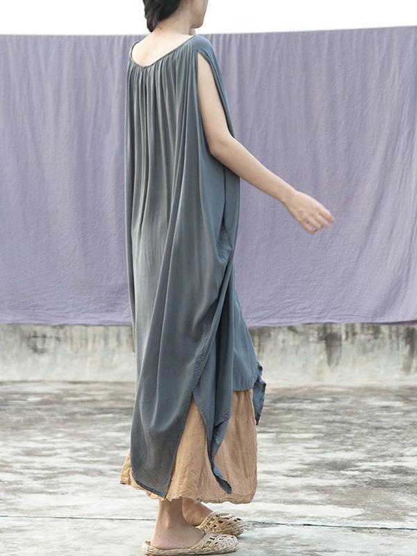 Loose Solid Color Comfortable Cropped Dress
