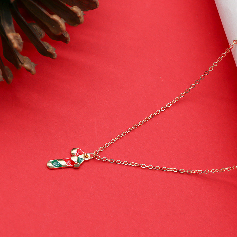 Women Christmas Tree Santa Pendant Clavicle Necklace