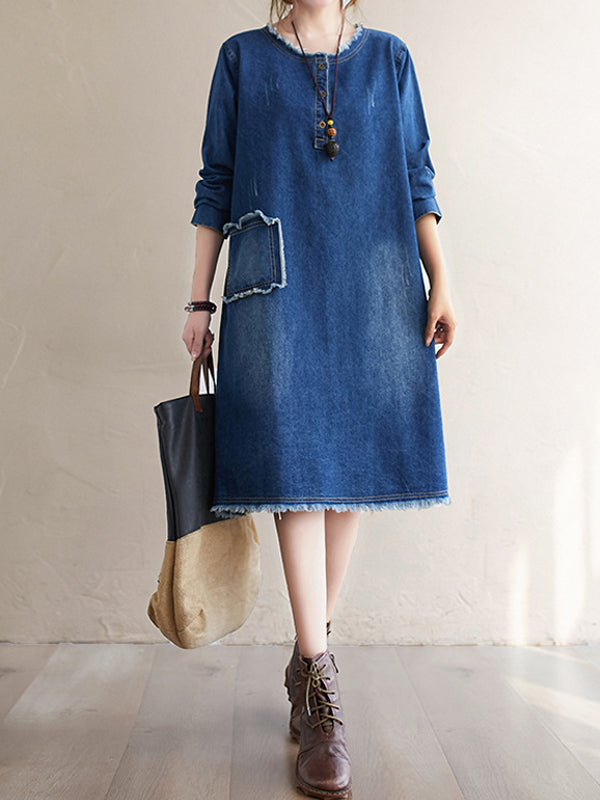 Women Casual Mid-Length Denim Dress