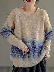 Vintage Printed Mink Knitted Sweater