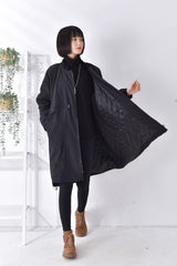 Women Round Neck Solid Color Casual Coat