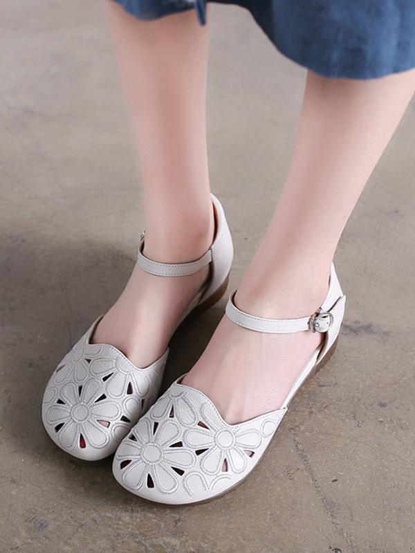 Original Solid Hollow Applique Sandals