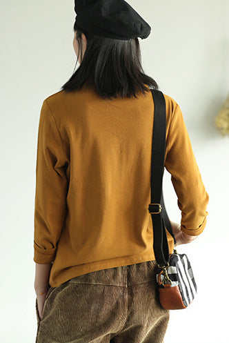 Simple Solid Color Turtleneck Long Sleeve T-Shirt