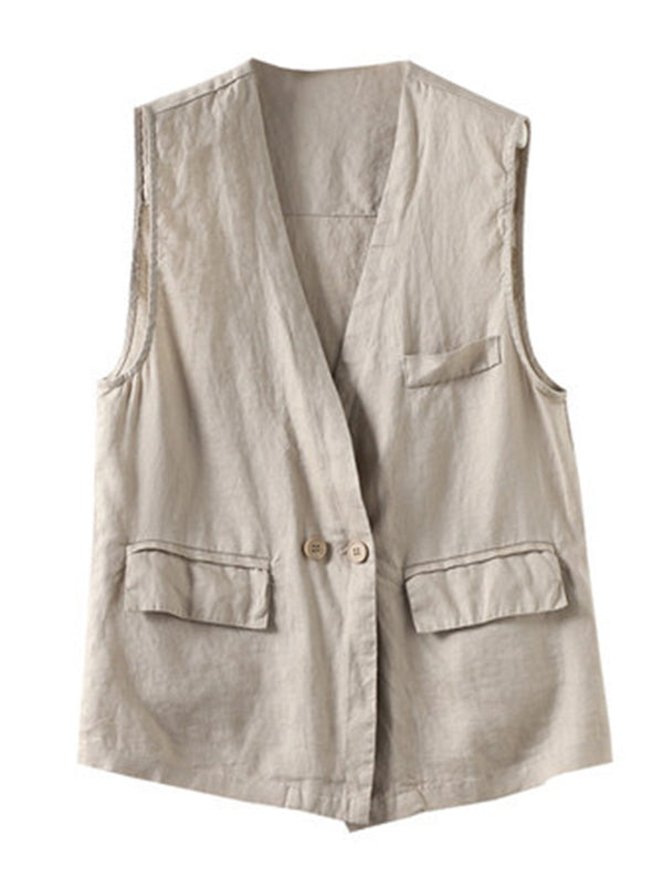 Original Solid Irregularity With Pocket Vest